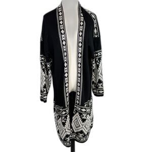 Vertigo Paris | Embellished Black and White Open Cardigan | Sz XL